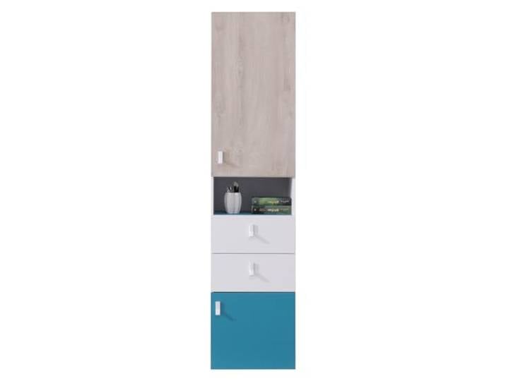 Lomadox Jugendzimmer Regal Regalschrank in weiß Eiche blau