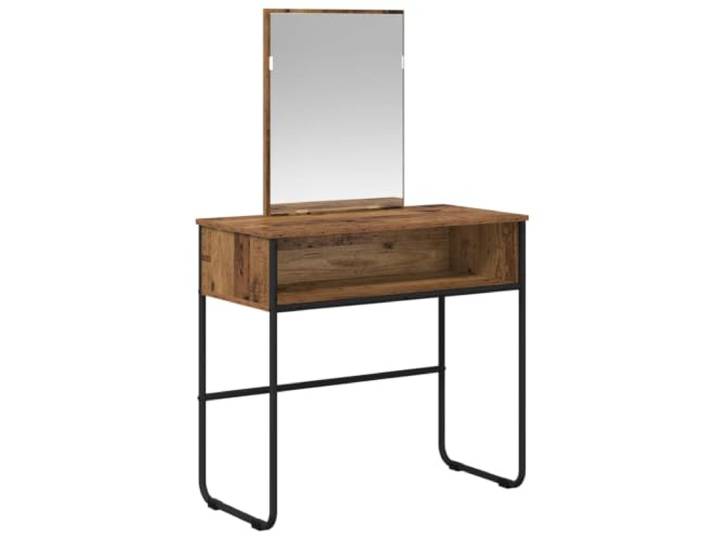 Xhnifbn Schminktisch mit Spiegel Altholz 81x40x131cm Frisiertisch Praktische Styling-Ecke fürs Schlafzimmer mit stabilem Stahlgestell und Ablageregal für Kosmetik und Zubehör.