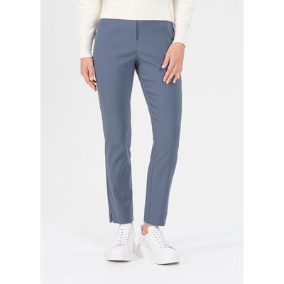 Stoffhose STEHMANN "Loli", Damen, Gr. 34, N-Gr, blau (bering sea), Web, Obermaterial: 72% Viskose, 25% Polyamid, 3% Elasthan, unifarben, gerade, unten schmal lang, Hosen Stoffhose, Sommerhose mit Schlitz am Beinabschluss