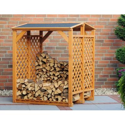 Kaminholzregal PROMADINO, braun, B:120cm H:148cm T:118cm, Holzwerkstoff, Kaminholzlager, Kaminholzregal