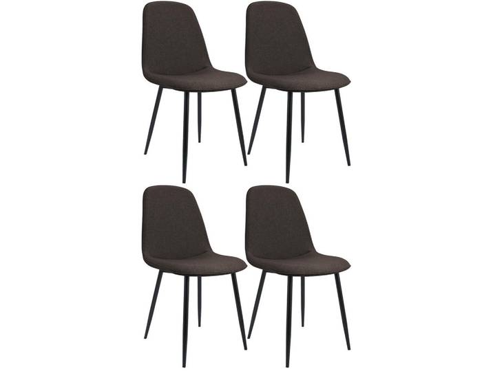 CLP Esszimmerstuhl 4er Set Stoff Braun, Metall, 45x88x54 cm, Esszimmer, Stühle