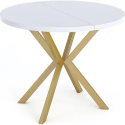 ESSTISCH Flora runder ausziehbarer, Weiß 100-180/100/76 cm