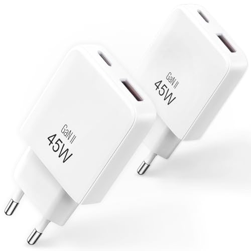 Waytex Set van 2 compacte 45W snelladers met USB-C en USB-A, wit
