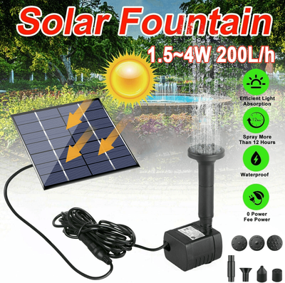 PRiME Solar Power Fountain Submersible Floating Water Pump For Bird Bath, Pond, Garden Decor Solar Power Fountain Submersible Floating Water Pump For Bird Bath, Pond, Garden Decor