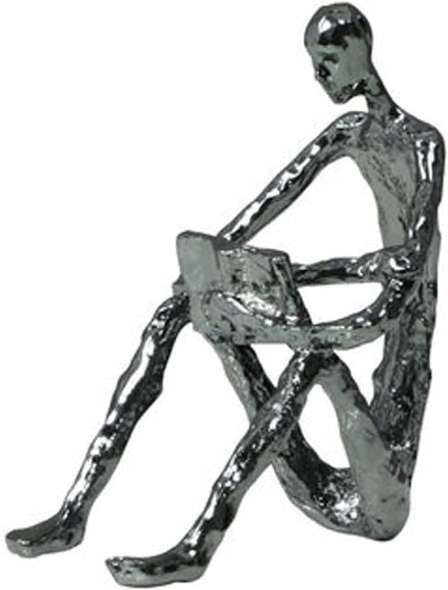 Zilver Abstract Hars Standbeeld - Modern Figuur Ornament voor Tafeldecoratie
