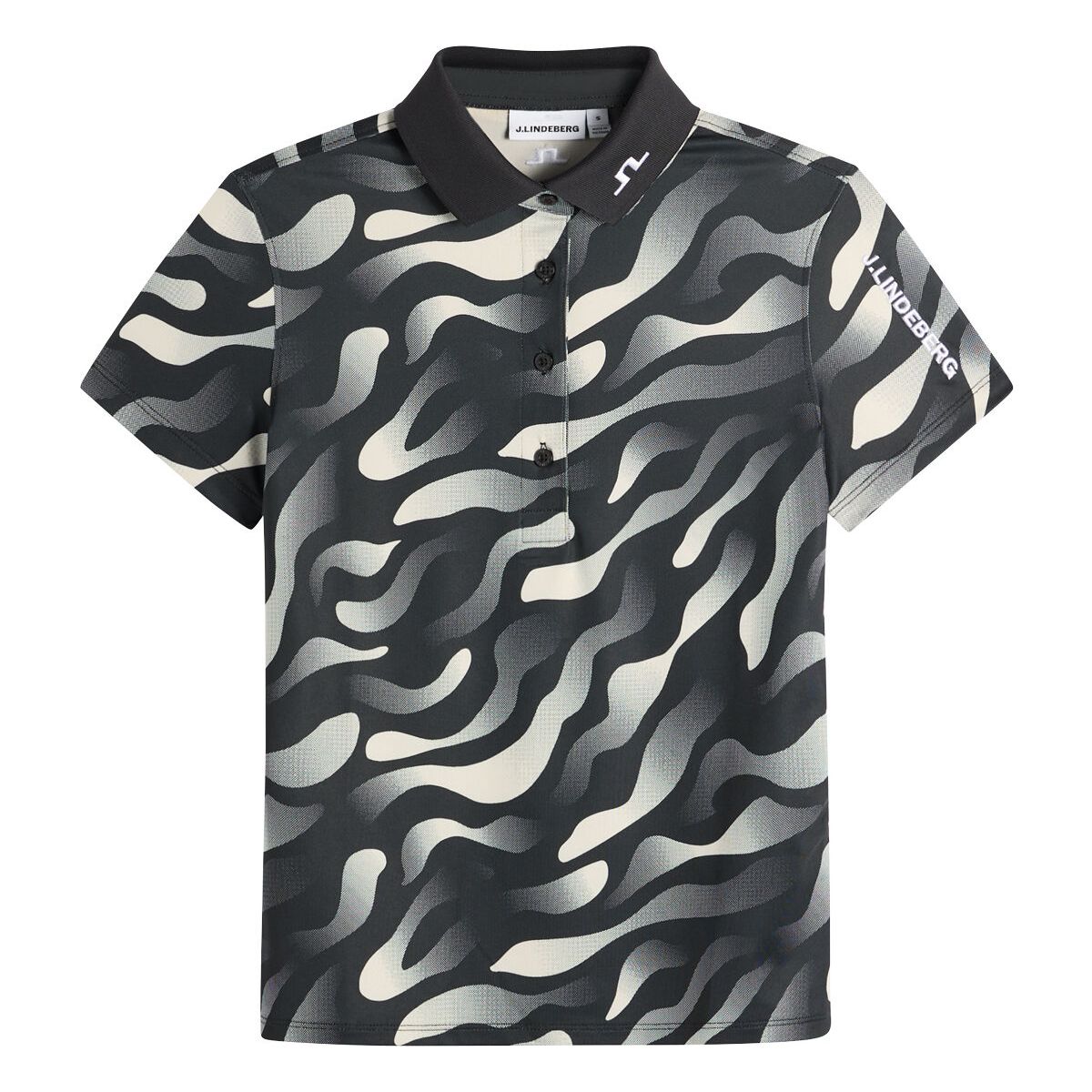 J.Lindeberg Tour Tech Print Polo bunker fade black moonbeam m (W125) S GWJT14815-W125-S