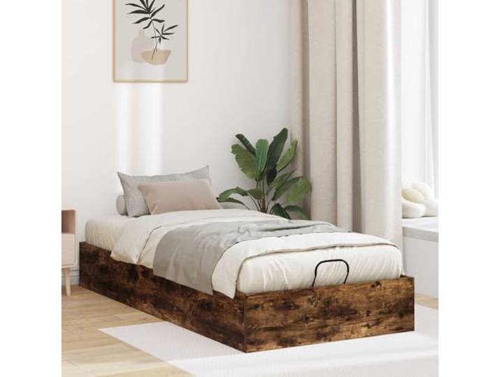 Ottoman Bettgestell mit Gaslift Holzspanplatte modern braun 75 5 x 190 cm Ottoman Bettgestell mit Gaslift Geräucherte Eiche 193x75,5x25 cm Stauraum Bett Modernes Design
