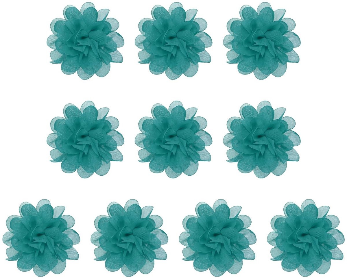Omgoods 10 stuks Chiffon Bloemen voor DIY Decoraties - Turquoise
