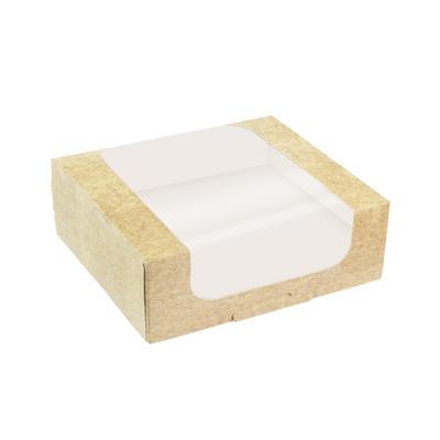 MONOUSO - Quadratische Verpackungen für Bäckereien Kraft 21x21x10cm (50 Stück)