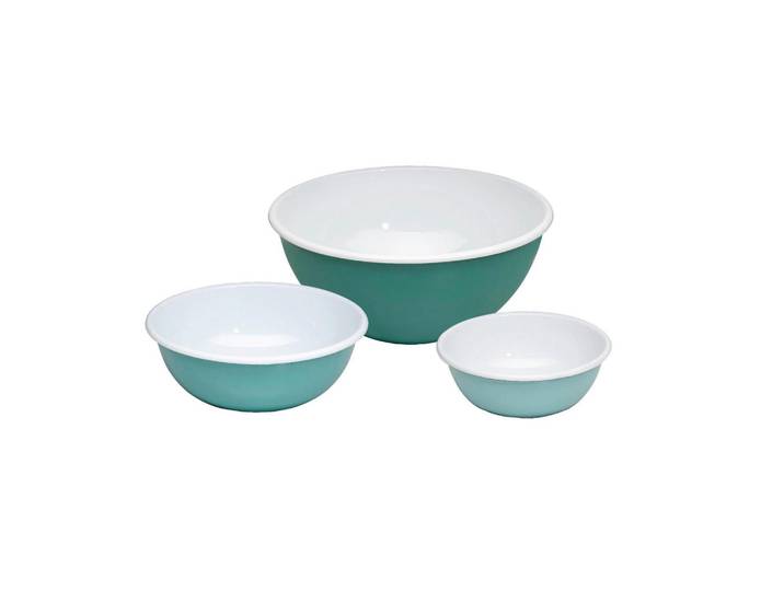 Riess Schüsselset Nature Green, Grün, Metall, 3-teilig, rund, hitzebeständig, nachhaltig, stapelbar, Geschirr, Schalen & Schüsseln, Schüsselset