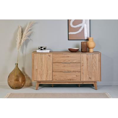 Sideboard JAHNKE "WAVE SB 150", braun (montana eiche), B:149,5cm H:80cm T:39,8cm, Holzwerkstoff, Sideboards, Sideboard, Sideboard, Retro-Stil, Front in Wellendesign, Breite ca. 150 cm