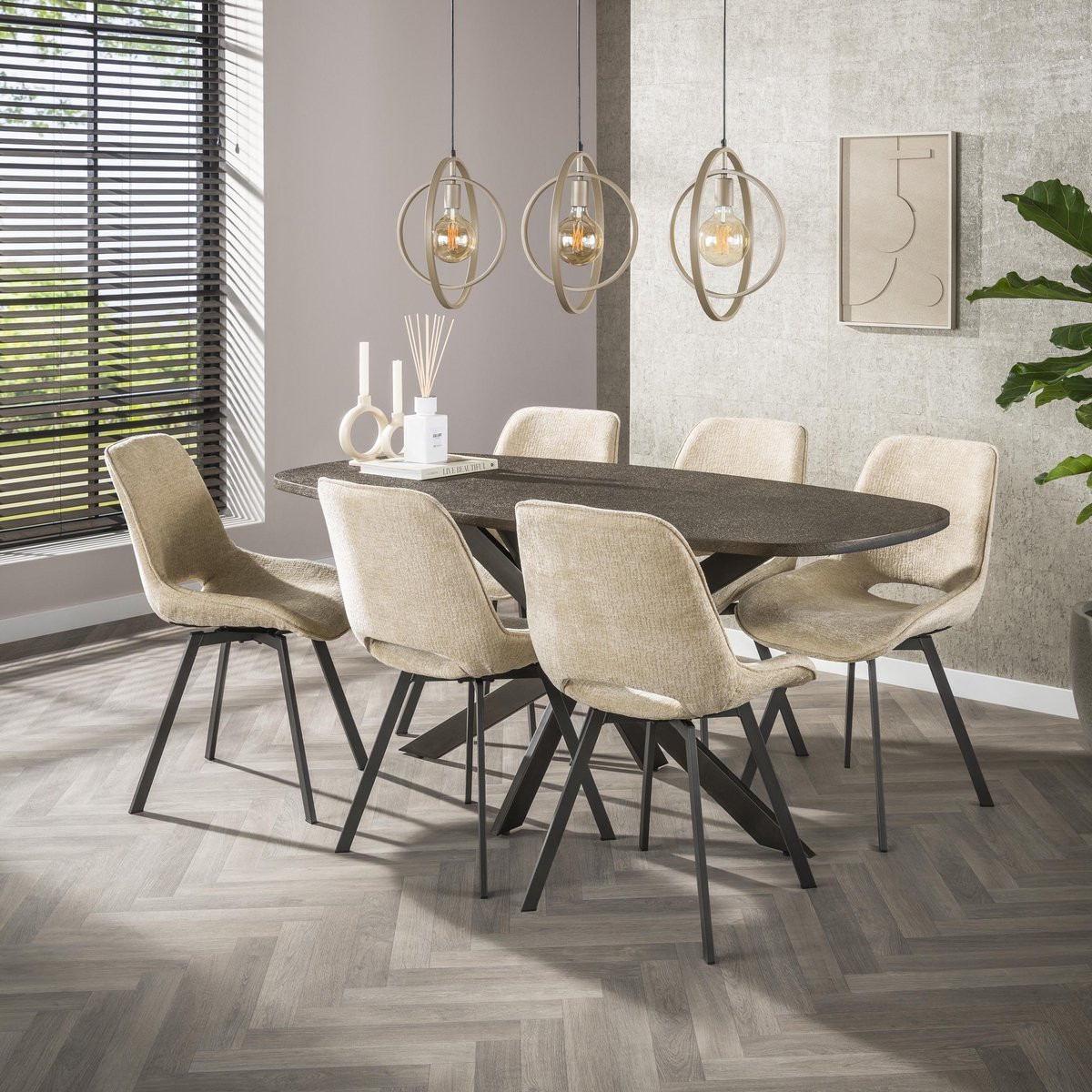 Hoyz Collection Eettafel Bronvik Deens Ovaal 180cm Brons Liquid Metal