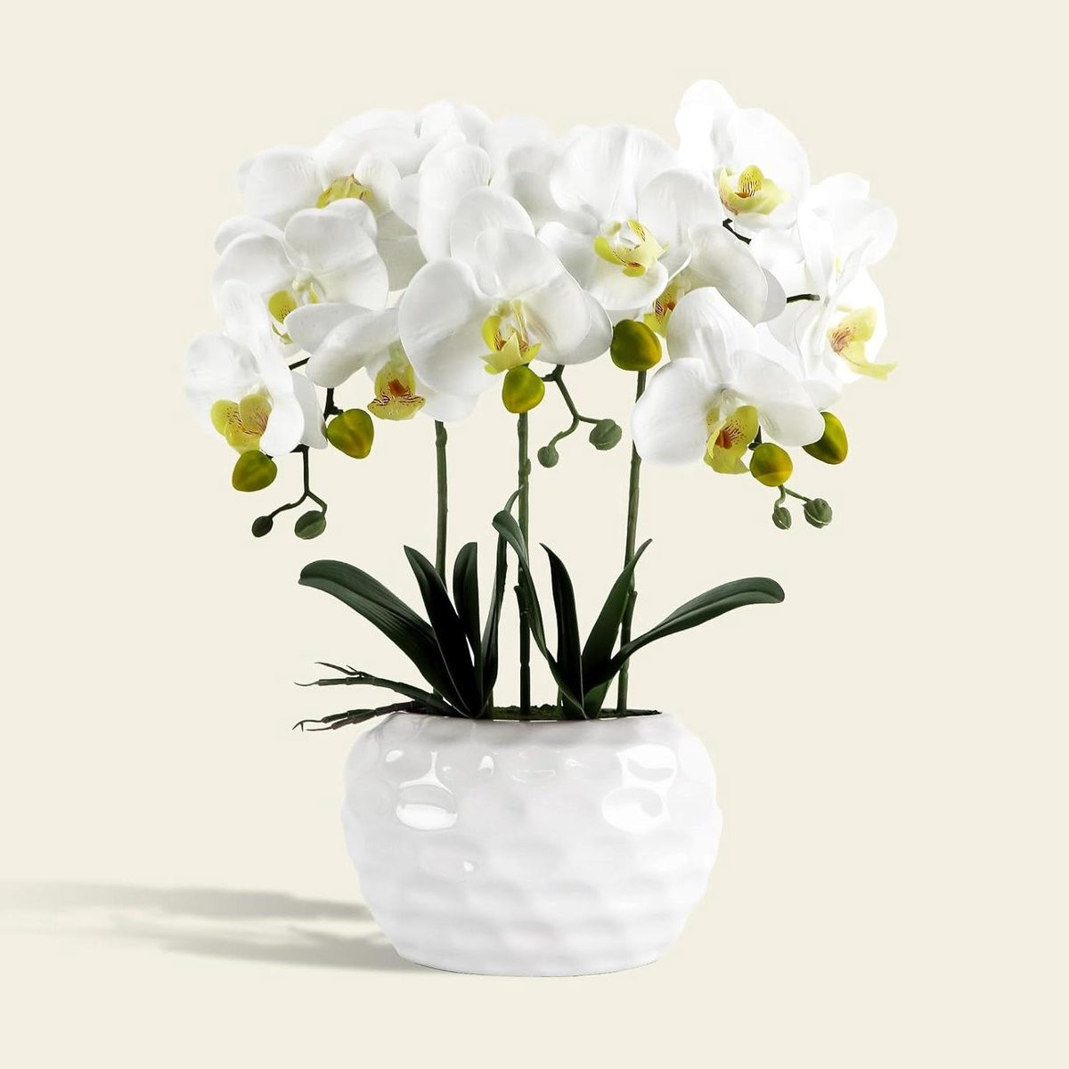 Witte kunstorchidee met pot - Zijden nep orchidee voor binnen decoratie - Hoogte: 45 cm