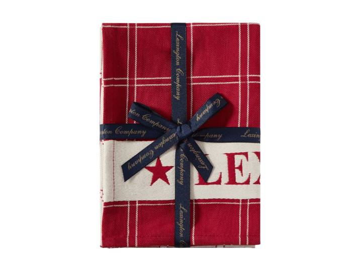 Lexington Torchon en coton tissé jacquard Red-white, 50x70 cm