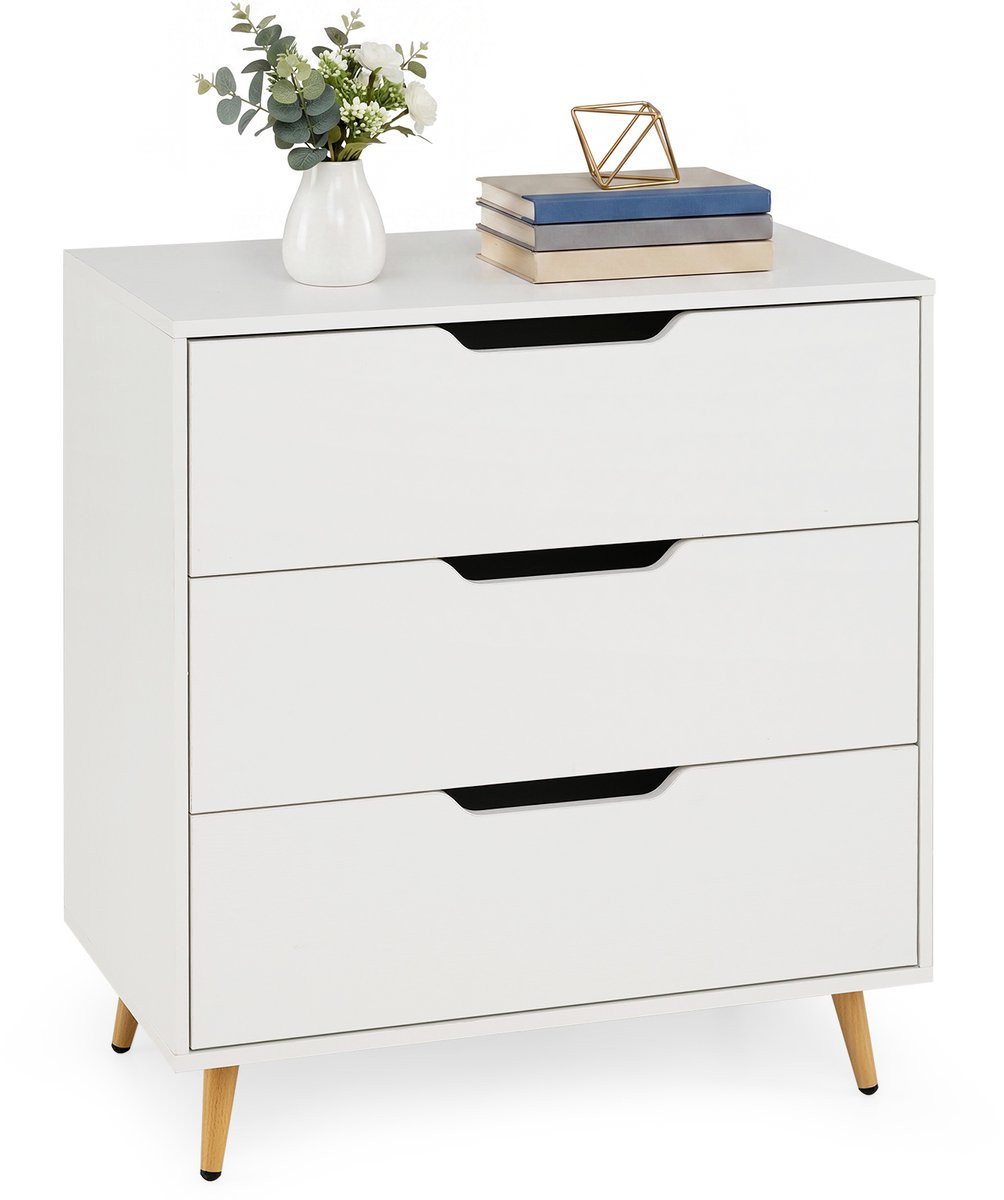 Costway Moderne Houten Ladekast met 3 Laden, Wit