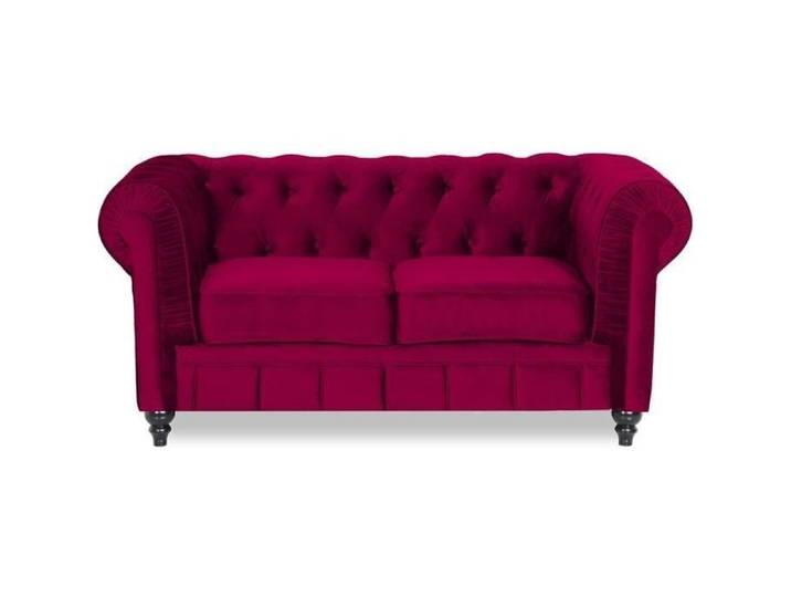 Canapé Chesterfield Velours 2 Places Altesse Rouge
