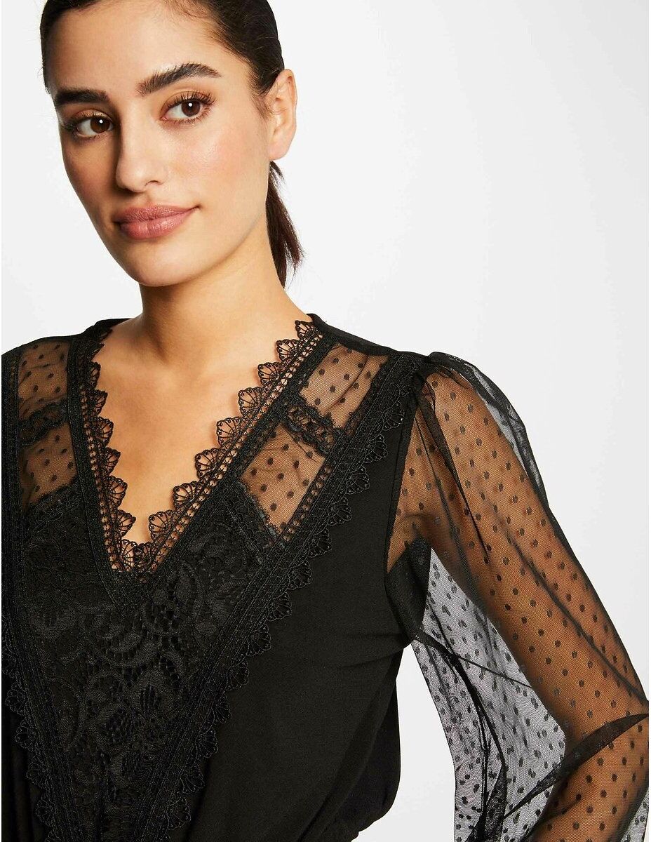 MORGAN T-shirt col V, manches longues