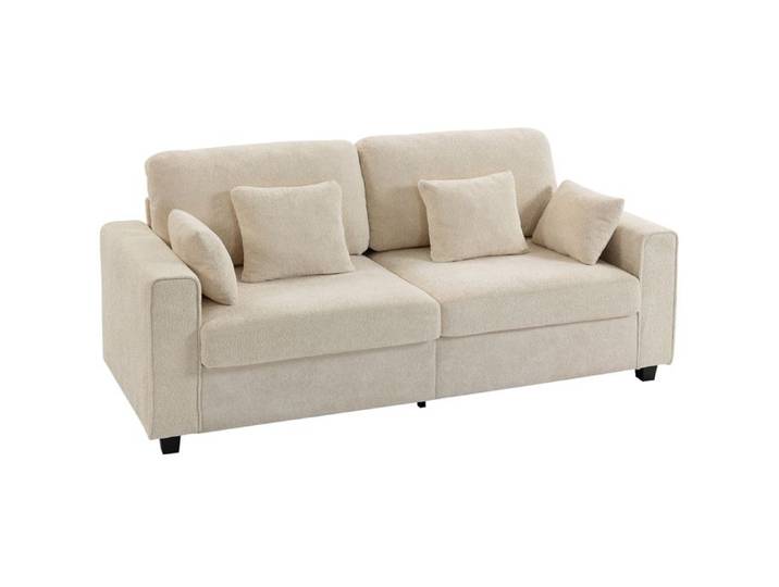 YWJ Canapé 3 Places Velours Raindrop Assise Profonde Ressorts Accoudoirs Larg