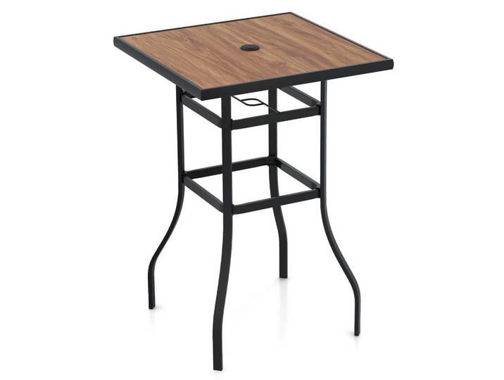 Costway Gartentisch Schwarz, Metall, 70x102x70 cm, Gartenmöbel, Gartentische, Gartentische