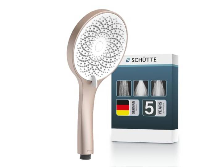 SCHÜTTE Handbrause CAPRI mit Samtstrahl-Technologie Duschkopf mit über 300 Düsen und 3 einstellbaren Strahlarten Brausekopf Antikalk für die Dusche Rosé