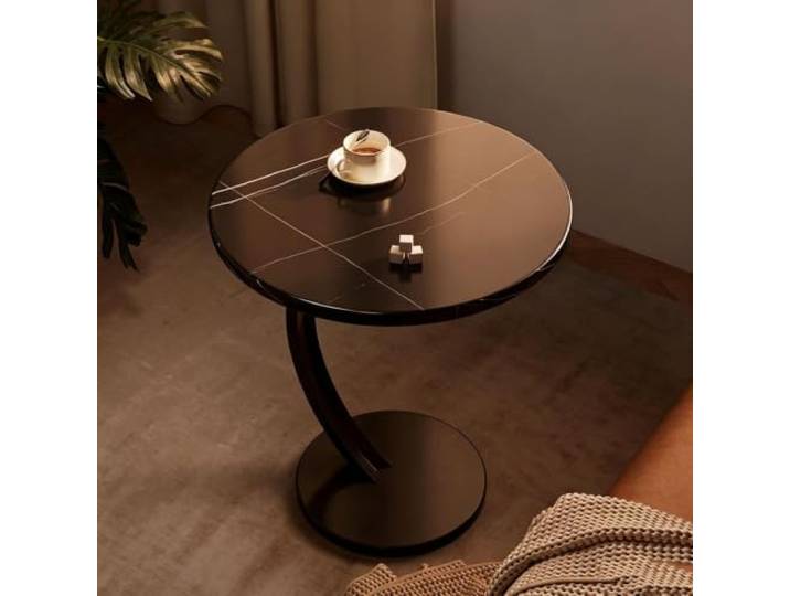 PEIVYRBCGA Runder Beistelltisch Metallgestell für Wohnzimmer Schlafzimmer Kompakter runder Nachttisch mit Metallrahmen 40cm(D)