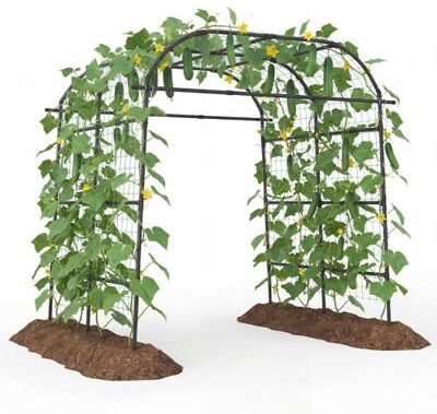 Costway 7.5 FT Tall Metal Garden Arch Trellis for Climbing Plants Outdoor-Black