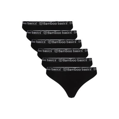 String BAMBOO BASICS "String EMMA 6er Pack", Damen, Gr. S, schwarz, Obermaterial: 68% Viskose CV. 28% Baumwolle CO. 4% Elasthan EL., Unterhosen String
