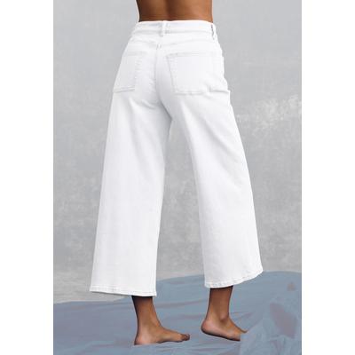 7/8-Jeans LASCANA "in modischer Culotte-Form", Damen, Gr. 42, N-Gr, weiß, Denim/Jeans, Obermaterial: 98% Baumwolle, 2% Elasthan, unifarben, figurumspielend knöchelfrei, Jeans, aus Baumwoll-Denim, Straight-Leg, Sommerhose