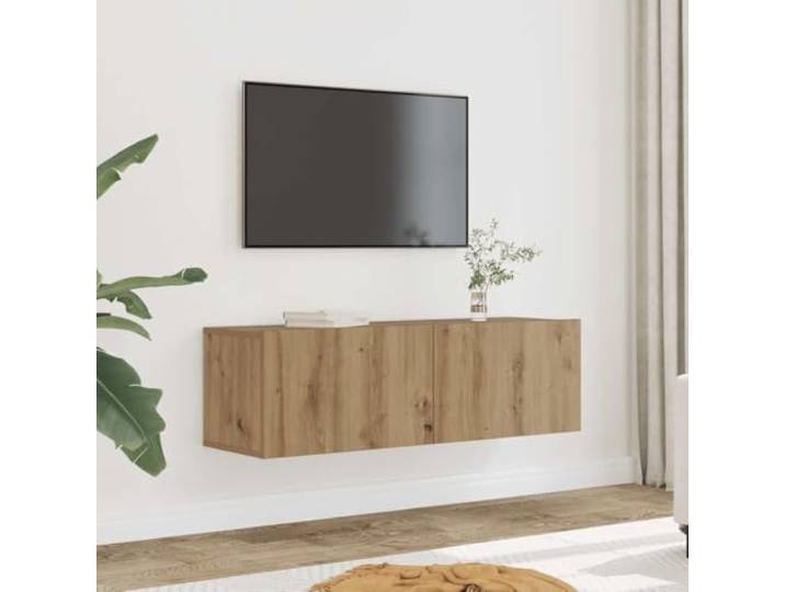HEFZGDB TV Wandschränke 2 Stück Artisan Eiche 100x30x30 cm mit Wandmontage und reichlich Stauraum für Multimedia Geräte und Zubehör, Robustes Holzwerkstoff Design für Wohnzimmer