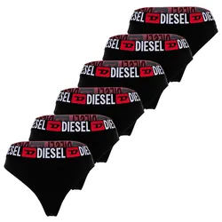 DIESEL Damen String, 6er Pack - UFST-STARS-THREEPACK, Tanga, Slip, Cotton Stretch Schwarz / L