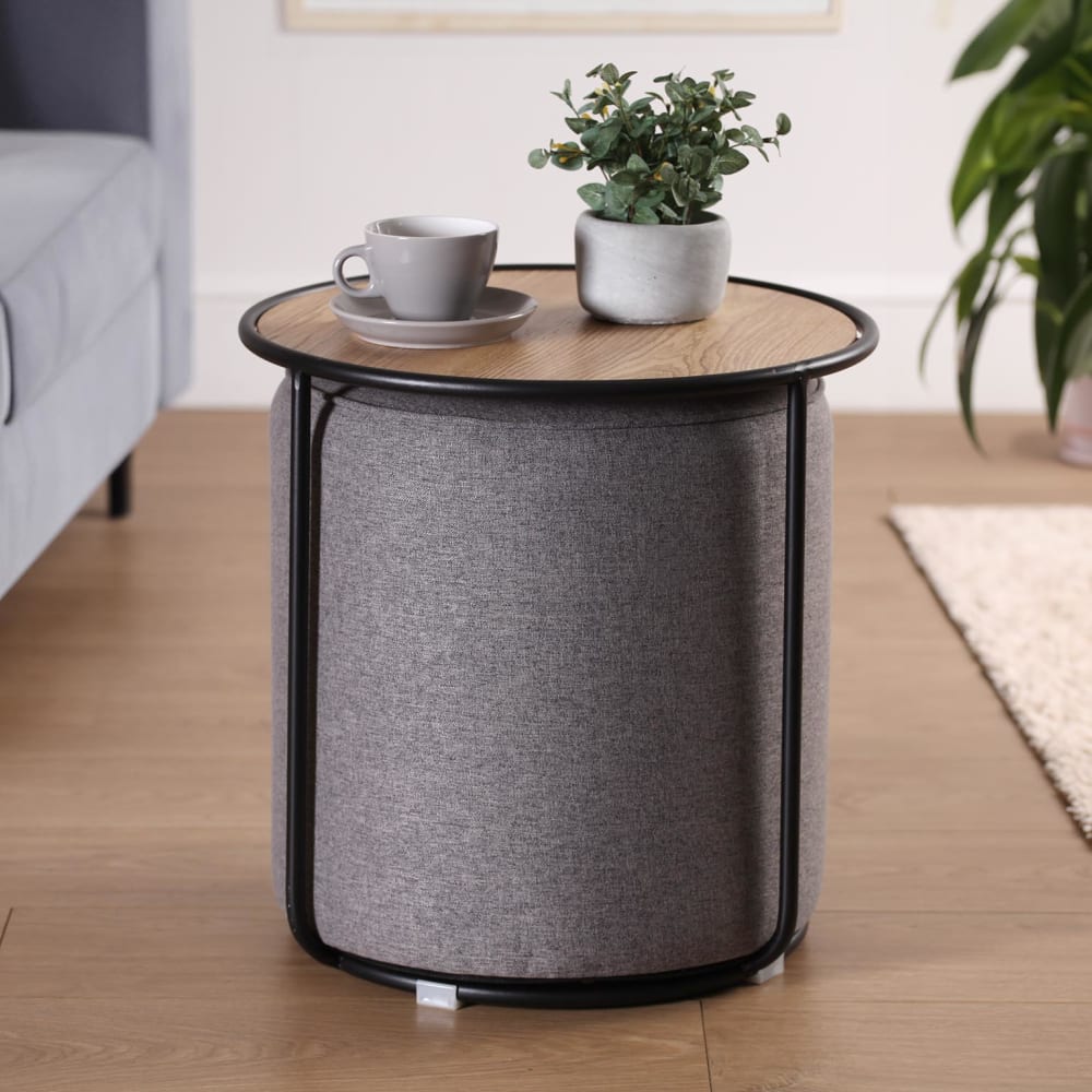 Versa Home Tabouret pouf en fer gris foncé Gris 44x44x44cm