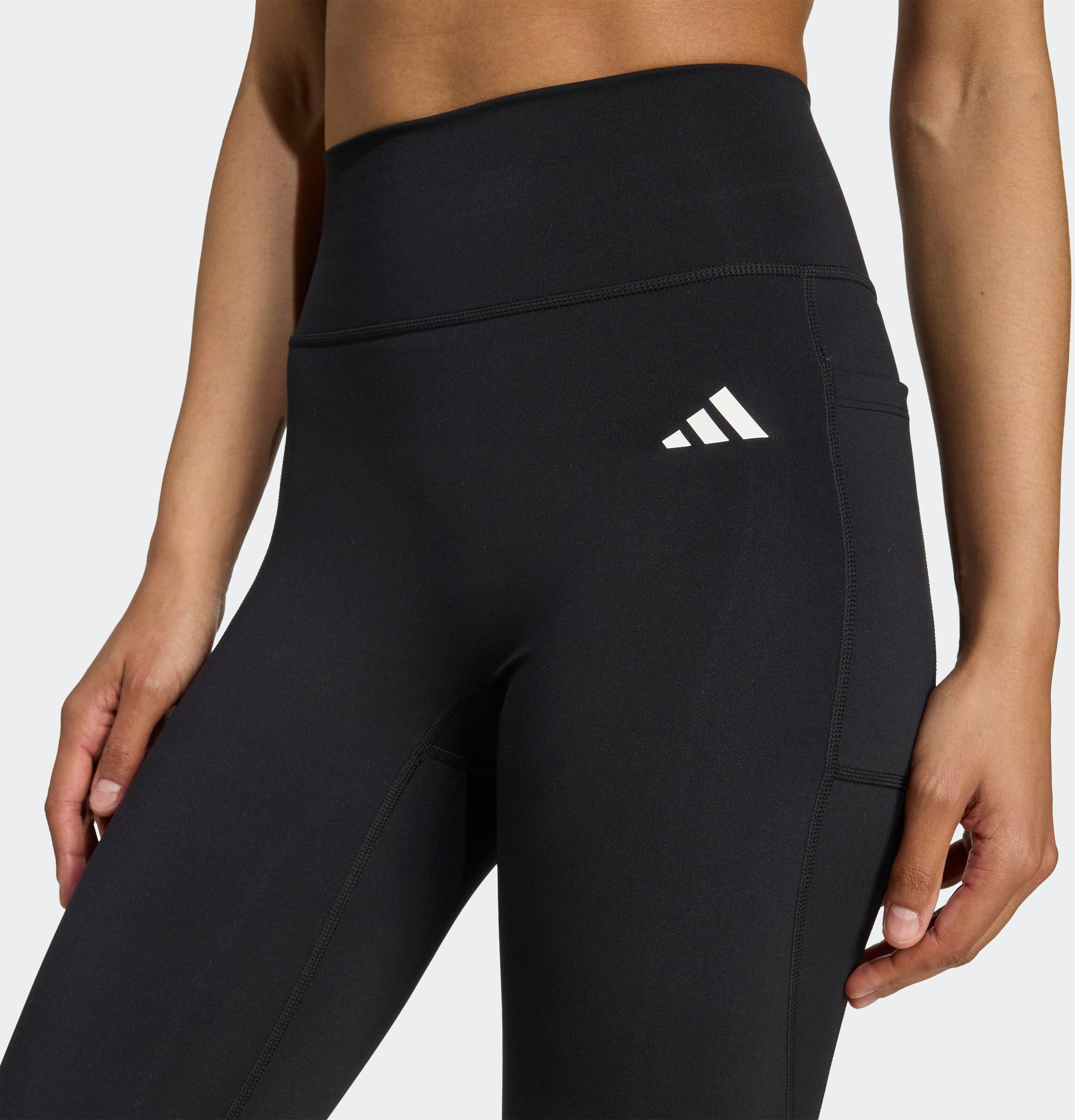 Trainingstights ADIDAS PERFORMANCE "OPTIME ESSENTIALS 7/8-LEGGINGS, OHNE VORDERNAHT", Damen, Gr. XL, N-Gr, schwarz (schwarz, normal, gr.), Obermaterial: 85% Polyester, 15% Elasthan, 7/8-Länge, Hosen Trainingstights, für Fitness, mit 7/8-Länge, aus dehnbar
