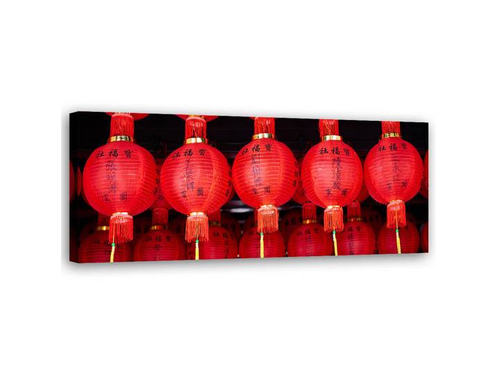 Feeby Wandbild japanische laternen, Rot, Orientalisch, Rechteckig, 90x30 cm, Bilder & Rahmen, Bilder, Leinwandbilder