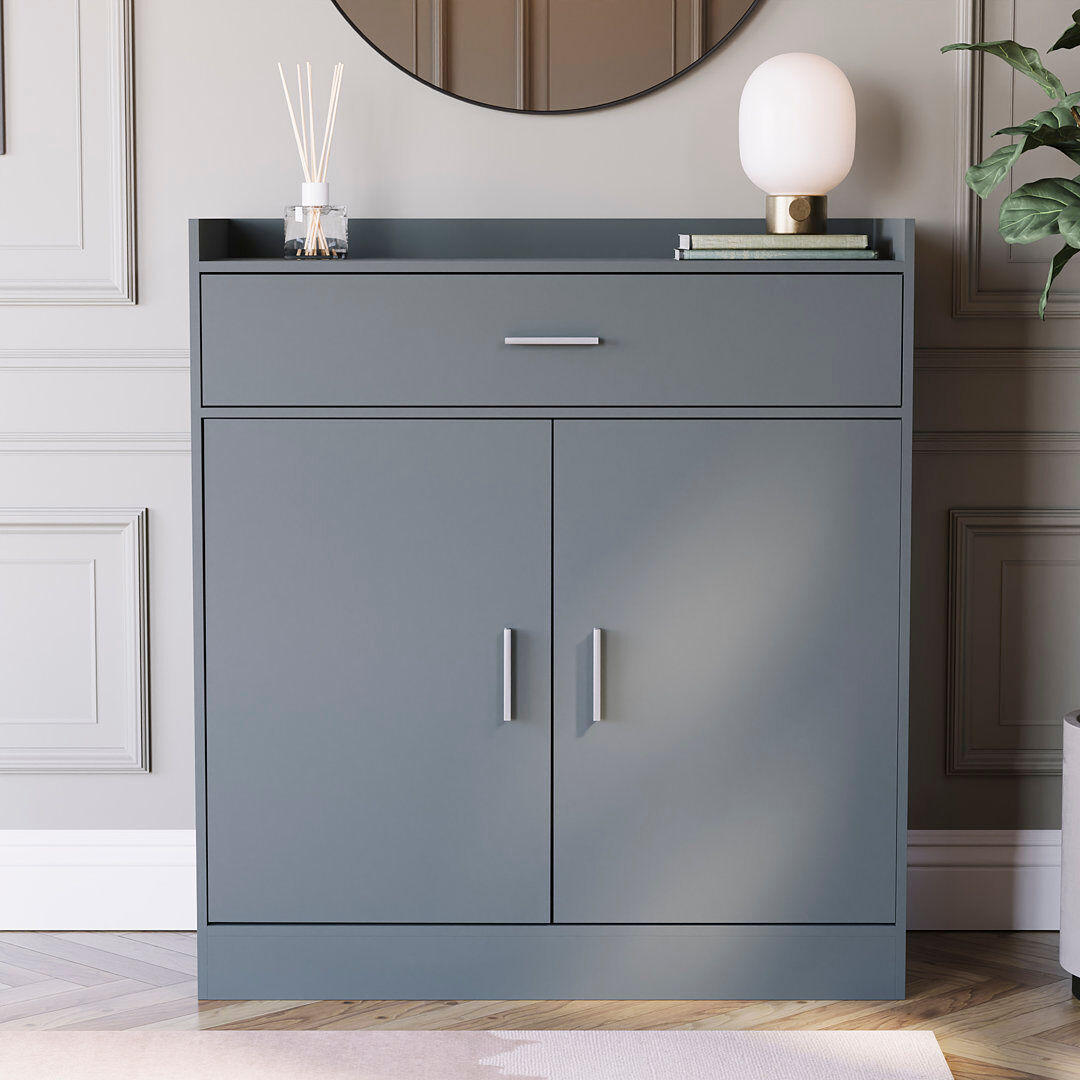 Latitude Run Muskoka Shoe Storage Cabinet Hallway Bedroom Living Room Shoe Storage Unit Grey
