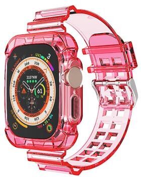 Everyday Crate Glacier Apple Watch Ultra Band Transparent TPU Protective Replacement Watch Strap rose Red