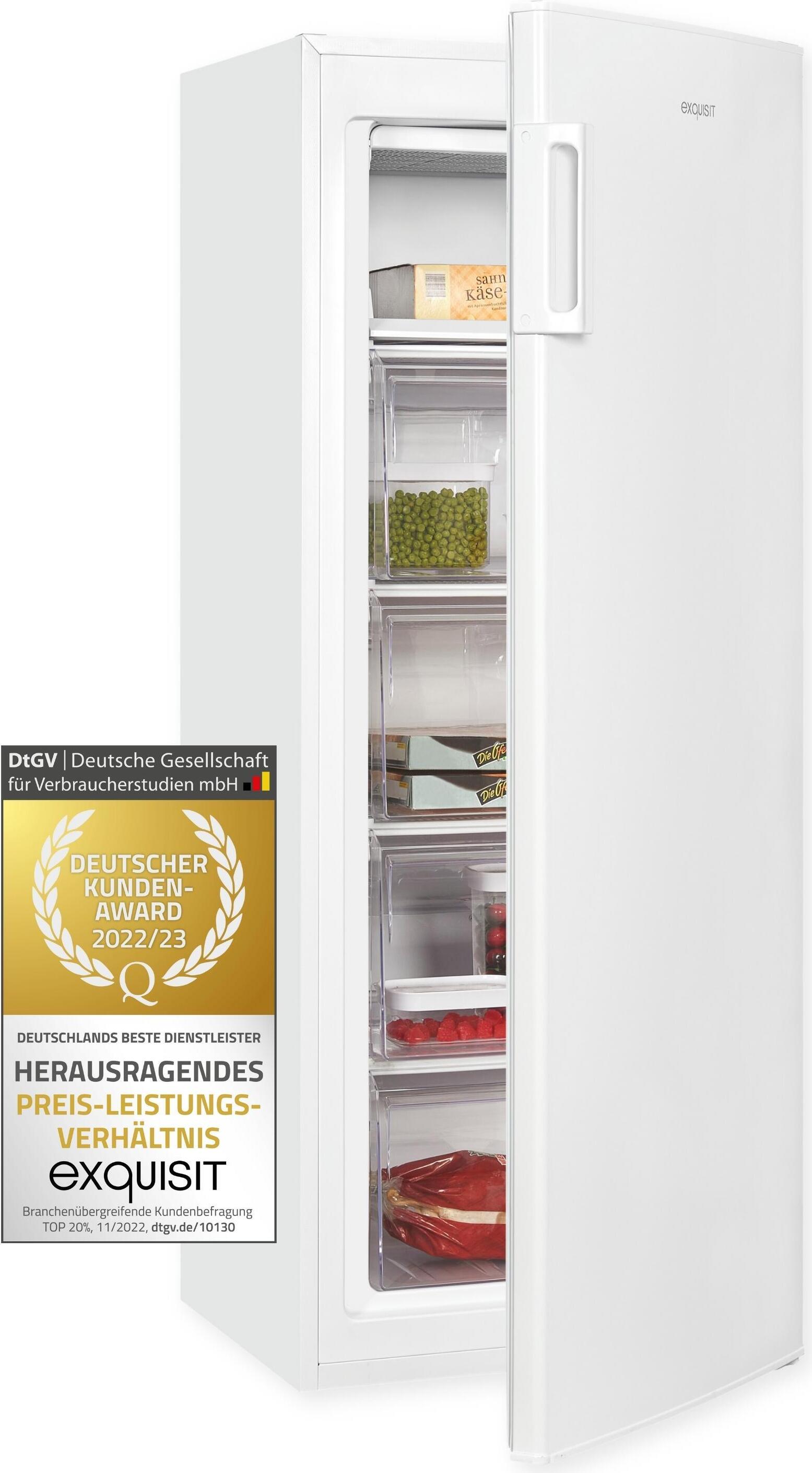 Exquisit Gefrierschrank GS230-H-040E weiss | Nutzinhalt: 168 L | 4* Gefrieren | Standgerät