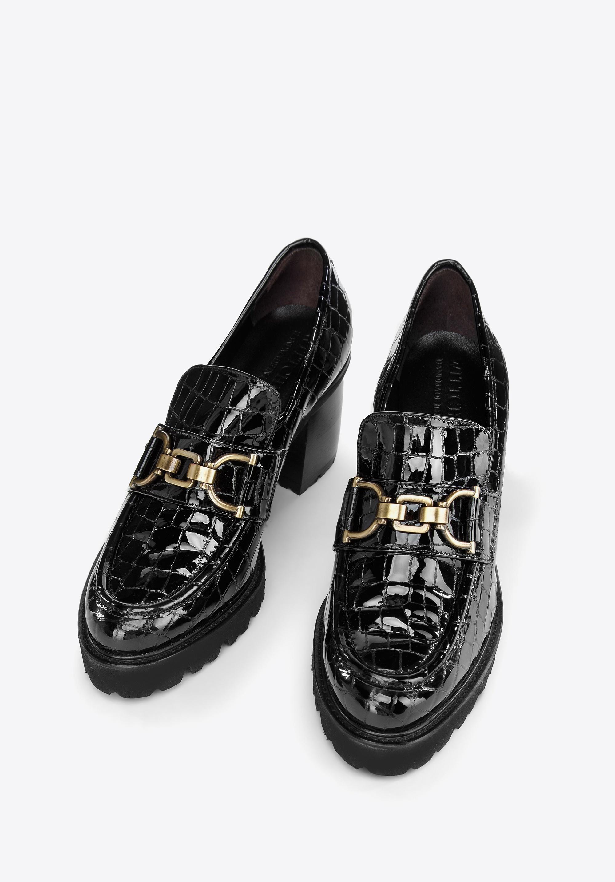 Wittchen Damen-Pumps aus Lackleder mit Krokodilschnalle, Schwarz