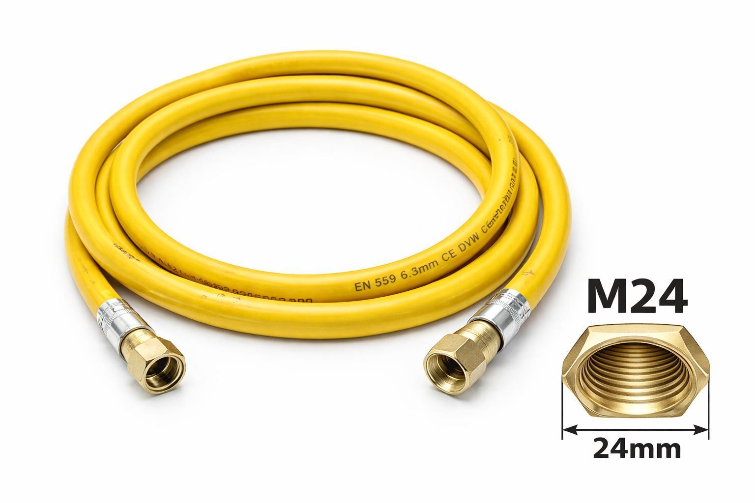 Profielenloods Premium gasleiding met M24 x M24 aansluiting, lengte: 100 cm
