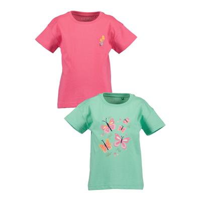 T-Shirt BLUE SEVEN "2er Pack Mädchen T-Shirts mit Blumen", Mädchen, Gr. 122, m001, multipack 1, 100% Baumwolle, normal, Rundhals, Shirts T-Shirt