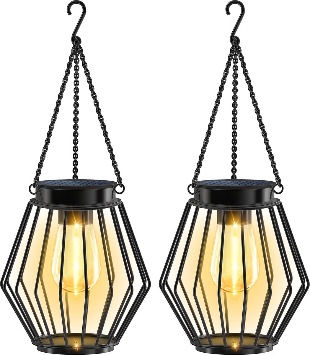 YONO Solar Lantaarns voor Buiten - LED Tuinverlichting op Zonne-energie - Warm Wit - 2 Stuks