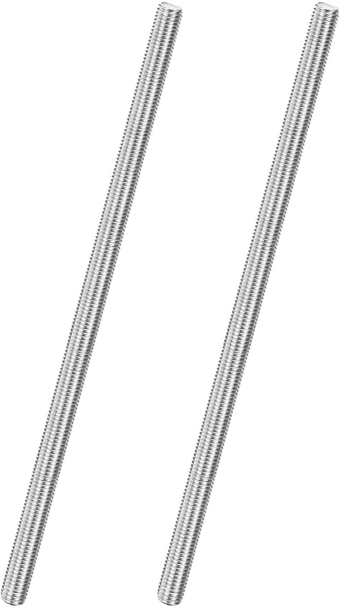 METERXITY Set van 2 M10 x 250 mm schroefdraadstangen van 304 roestvrij staal met rechtse schroefdraad