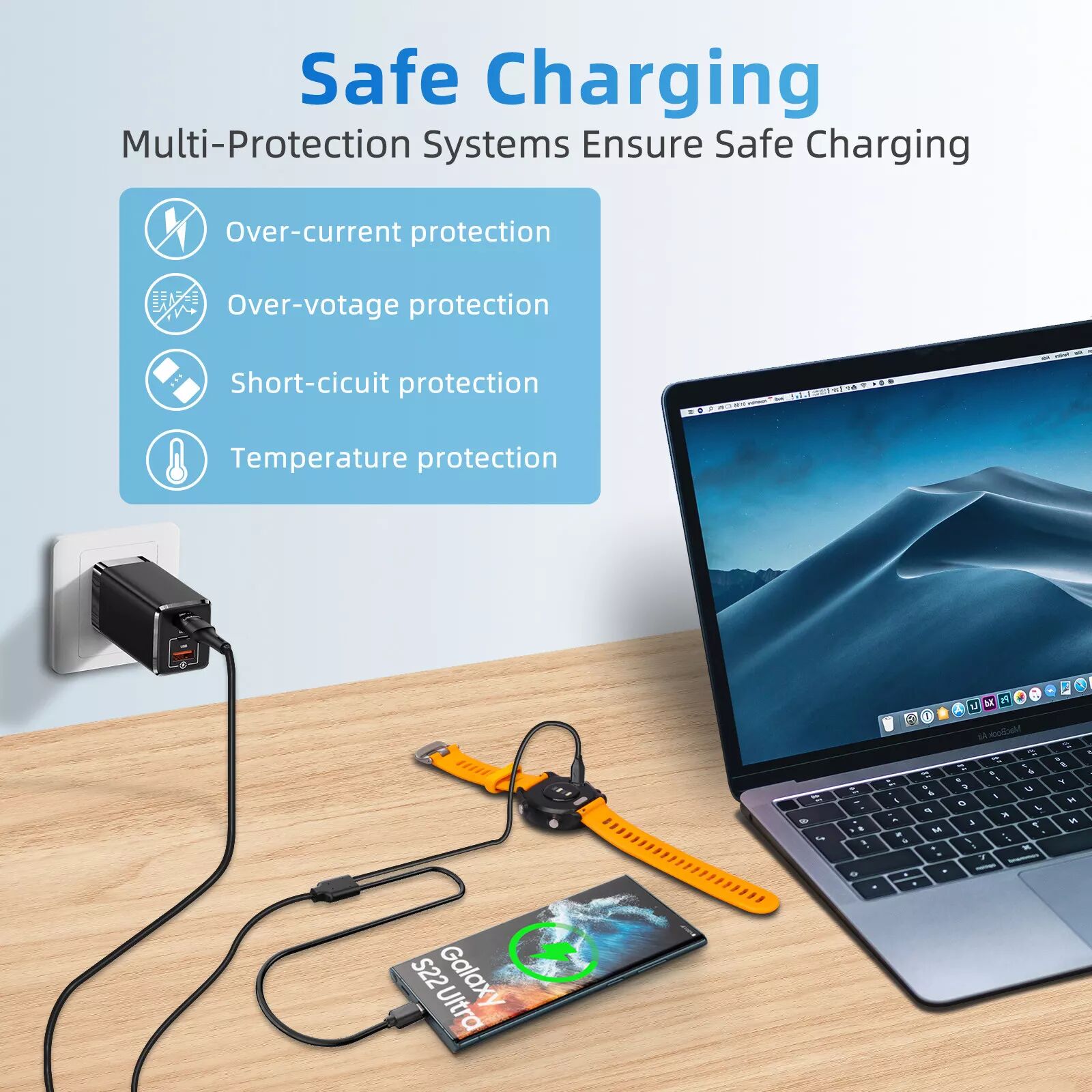 INF 2-in-1-Ladegerät für USB-C-Handy und Sportuhr