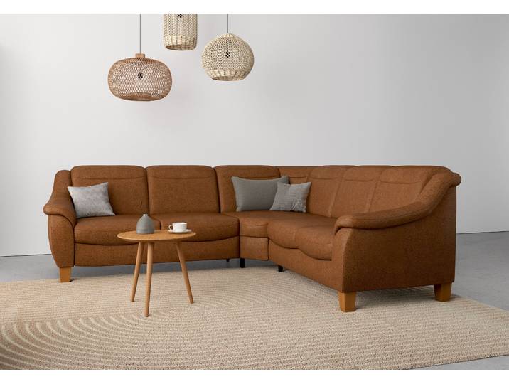 Ecksofa, 270x250 cm, 100% Polyester, Braun, Mit Kopfteilverstellung, Klassisch, Home-affaire