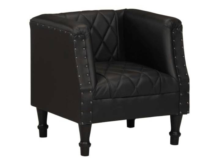 vidaXL Sessel Vintage Clubsessel Cocktailsessel Loungesessel Armsessel Ledersessel Polstersessel Relaxsessel TV Schwarz Echtes Ziegenleder