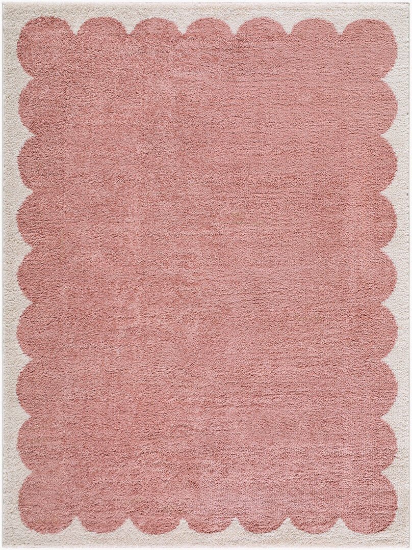 17 Stories Fossay Shag-Washable Modern High Pile Living Bedroom Rug Rose/Ivory Rectangle 160 x 213 cm