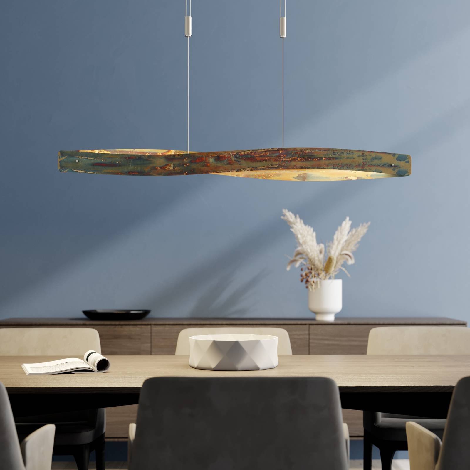 Pendant Light Lian Quitani, dimmable, Brown / rust, Living / Dining Room, Aluminium, Design, Ceiling Light