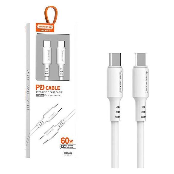 Somostel Kabel USB Vega Typ-C do Typ-C PD Biały Quick Charger USB-C 1.2M 60W Powerline SMS-BP10 (60 W) (43094081)
