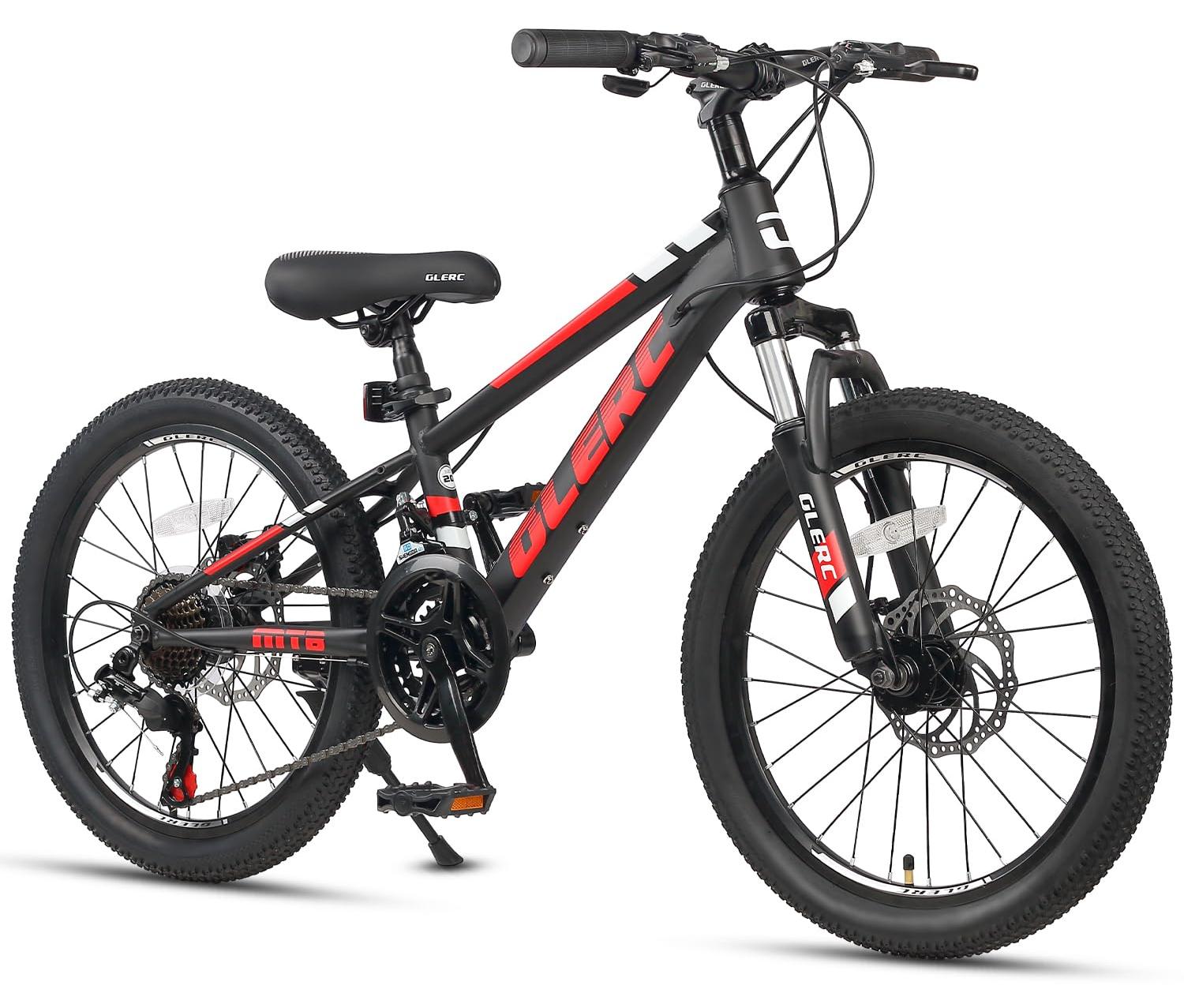 Kinder-Mountainbike 20 Zoll, 21 Gänge, Federung, Scheibenbremsen, Schwarz
