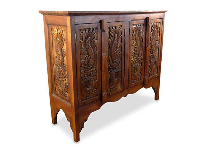 livasia Asiatischer Schrank aus Massivholz – 40x80x100cm – Handgeschnitztes Sideboard aus Akazienholz, Kommode mit Einzigartigem Design, Nachhaltig & hochwertig