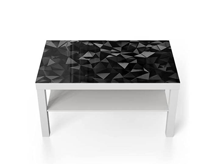 DEQORI Glastisch weiß groß 90x50 cm Motiv Bizarre Oberfläche ausgefallener Beistelltisch aus Glas Hochglanz Couchtisch fürs Wohnzimmer moderner Couch Tisch mit Design